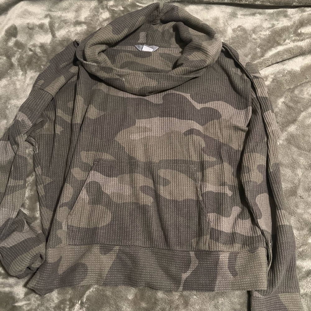 Camo Cowl Neck Hoodie